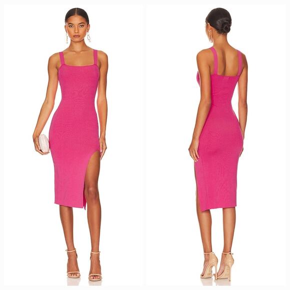 Superdown Zoe Square Neck Dress in Pink Medium - Picture 1 of 9